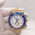 Low Price Replica Rolex Yachtmaster 44mm Rose Gold Blue Ceramic Bezel